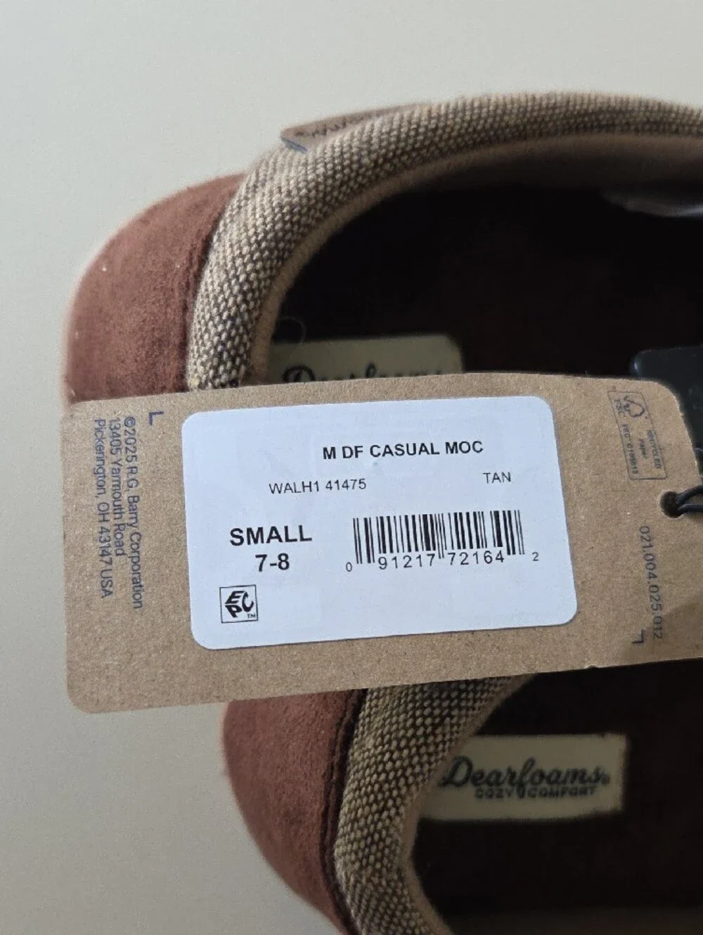 dearfoams Men’s Brown Slip-On Loafers with Plush Interior